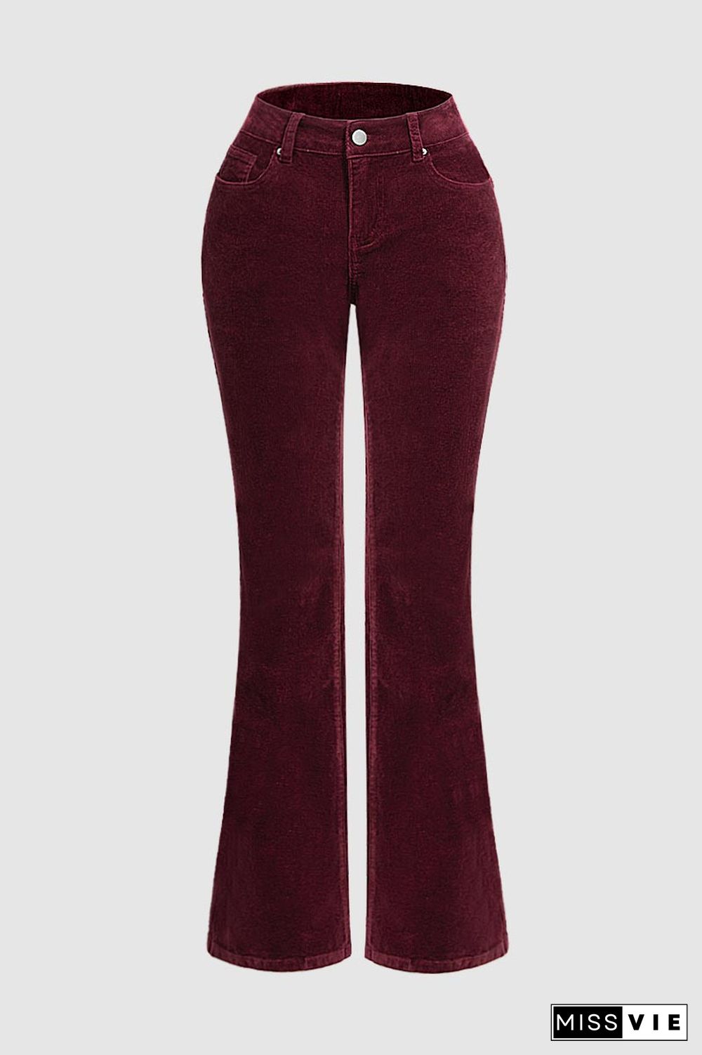 Corduroy Mid Waist Flare Pants