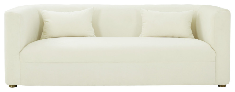 Callie Cream Velvet Sofa   Cream   Contemporary   Sofas   by HedgeApple  Houzz