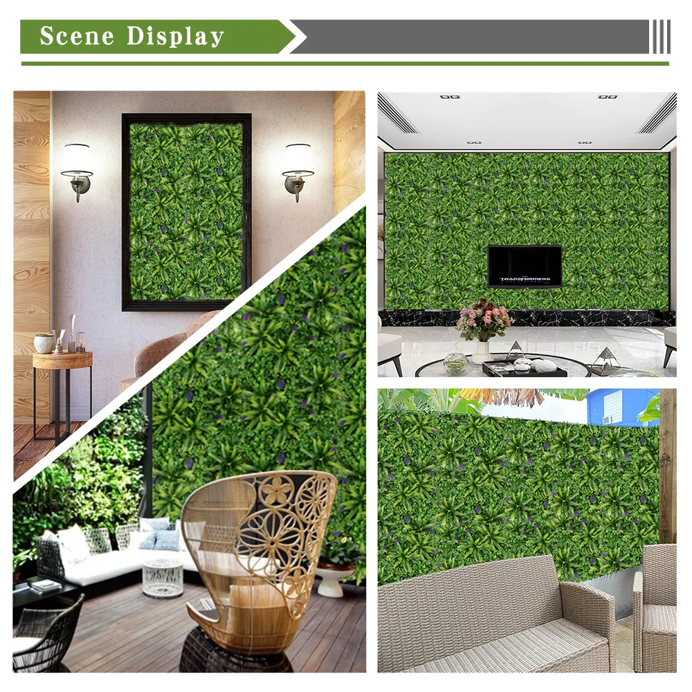 P3 5 Garden Supplies Leaves Panel White Flowers Green Plant Backdrop Artificial Grass Wall for Sale