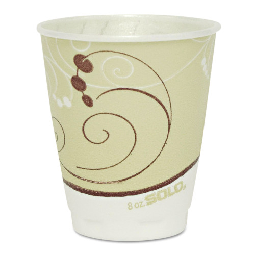 Dart Trophy Plus Dual Temperature Insulated Cups in Symphony Design， 8 oz， Beige， 1，000/Carton (X8J8002)