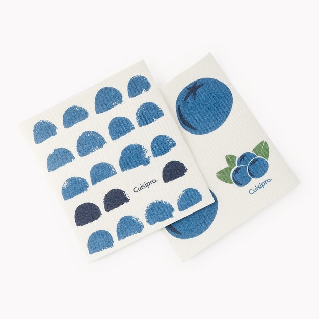 Cuisipro All Purpose Eco cloth Sponge Cloth Blue Dots blueberry Set Of 2