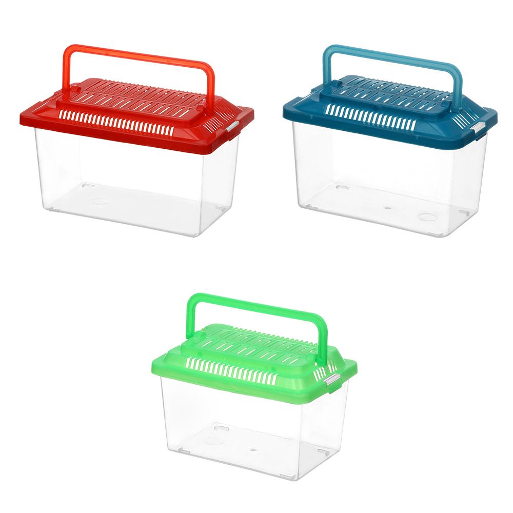 Plastic Cage Bowls Transparen Feeding Goldfish Tank Pet Products Hamster Box Turtle Tank M(15X9X11CM)