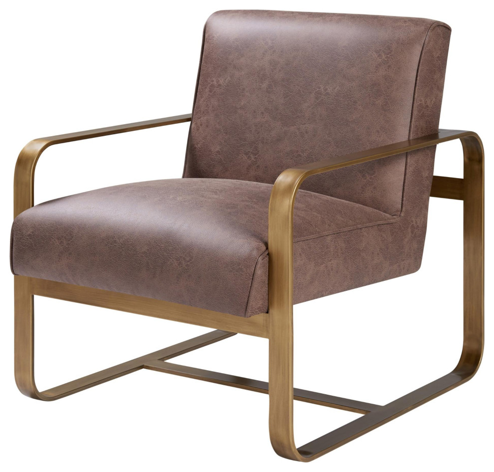 Chale Fabric Accent Chair Antique Gold Frame  Devore Brown   Contemporary   Armchairs And Accent Chairs   by Virgil Stanis Design  Houzz