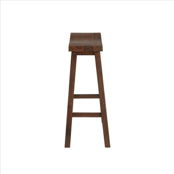 Saddle Design Wooden Barstool with Grain Details - 29.25 H x 17.75 W x 10 L Inches