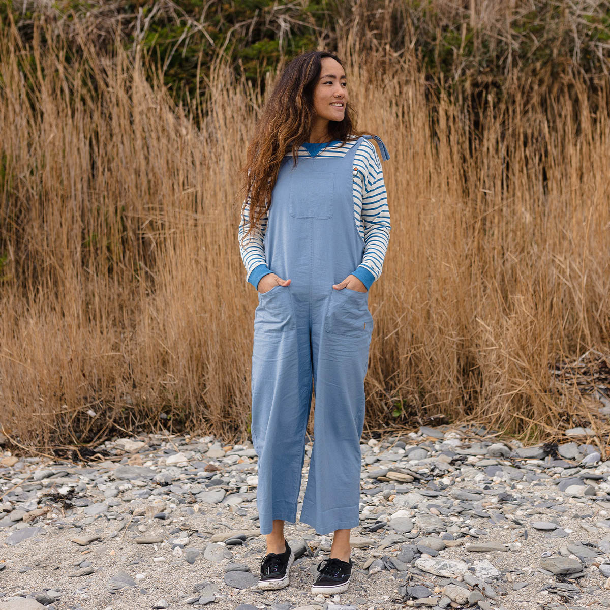 Carefree Hemp Dungarees - Blue Shadow