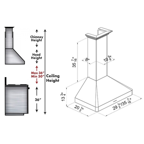 ZLINE Ducted Wall Mount Range Hood in Fingerprint Resistant Stainless Steel