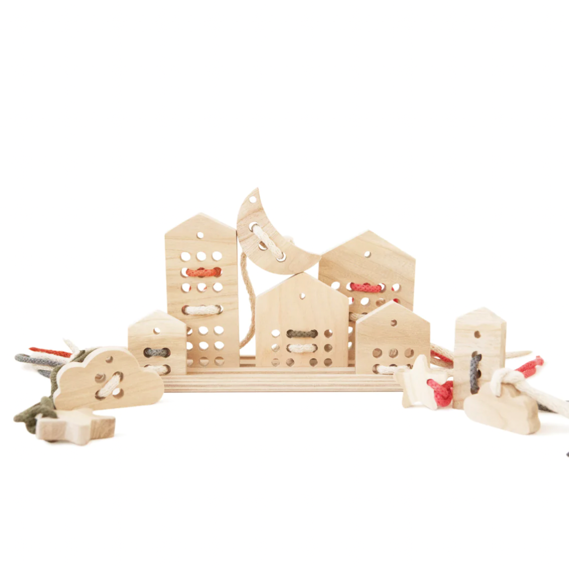 Wooden Lacing Toy Set - Natural Colors by Babai