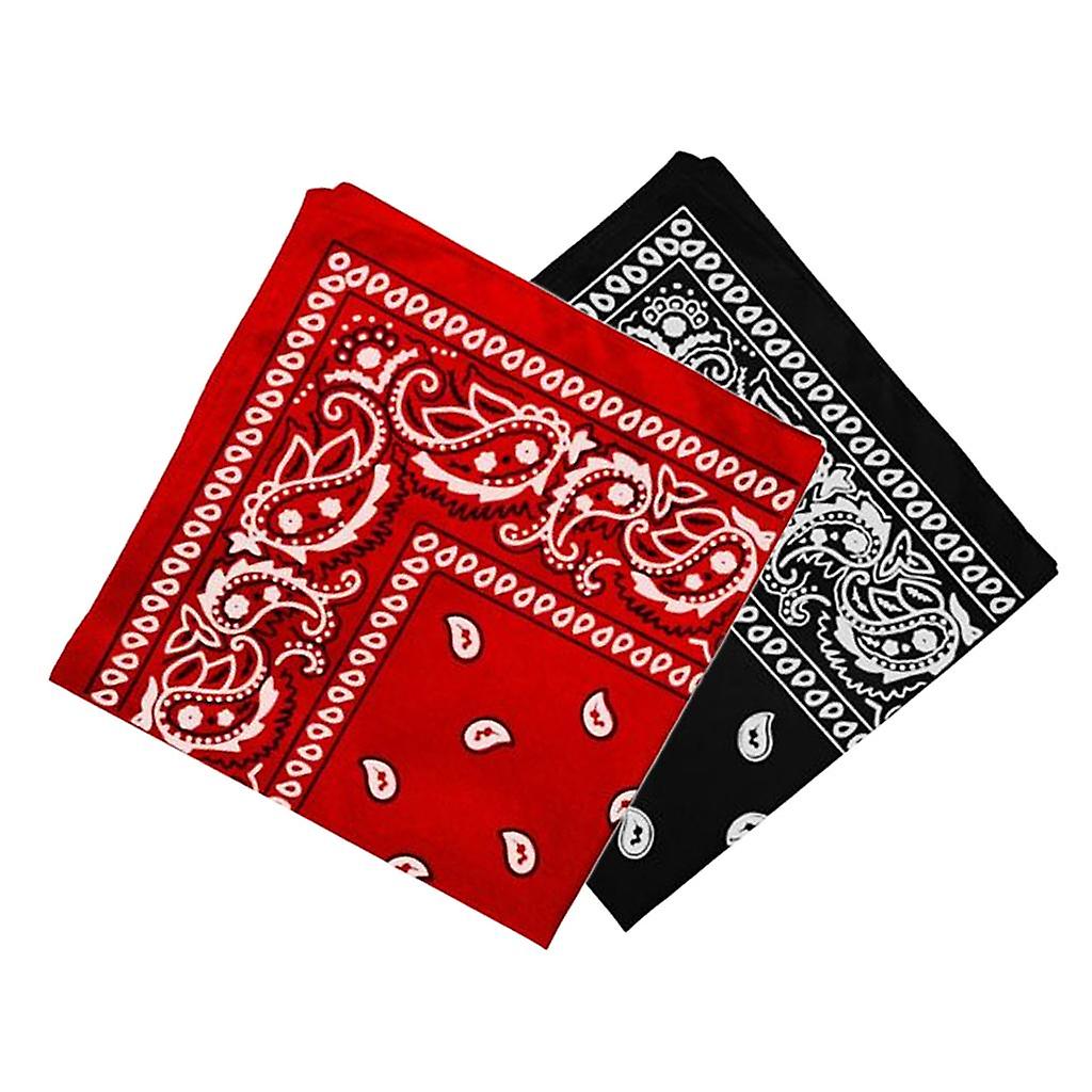 2 Pack Women Men Print Cowboy Bandana Head Wrap Neck Wristband Handkerchief