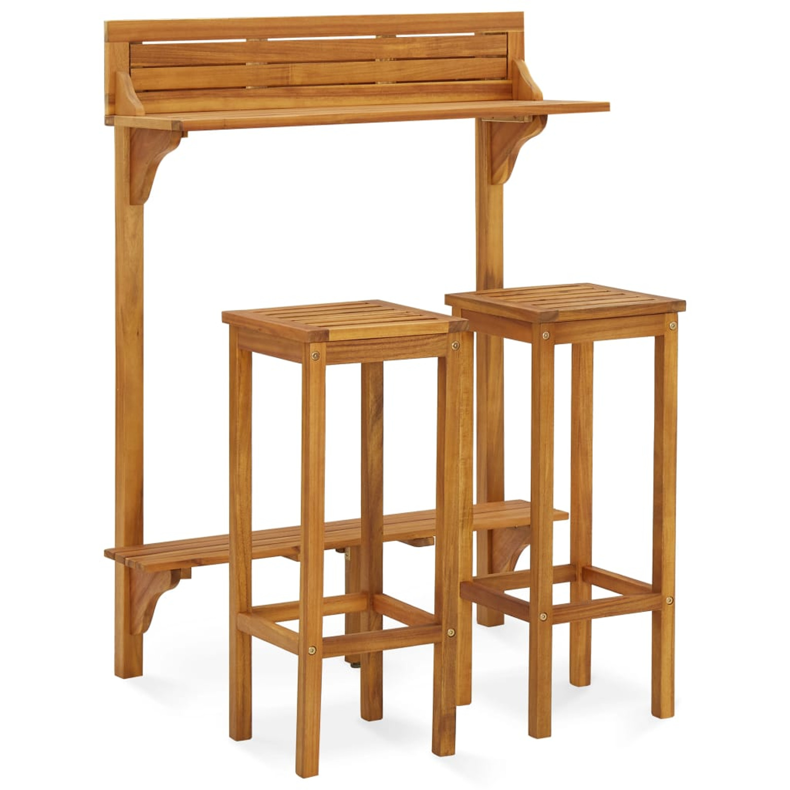 Festnight 3 Piece Balcony Bar Set Solid Acacia Wood