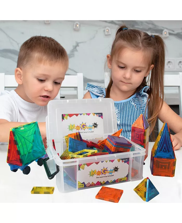 Mag-Genius 108 Piece Magnetic Building Blocks With Two Bonus Pieces