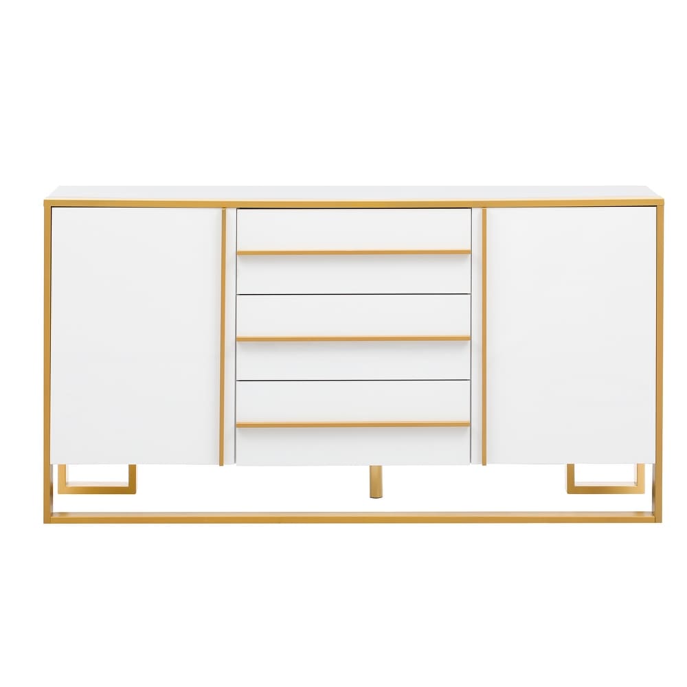 Sideboard with Large Storage Space and Gold Metal Legs   N/A