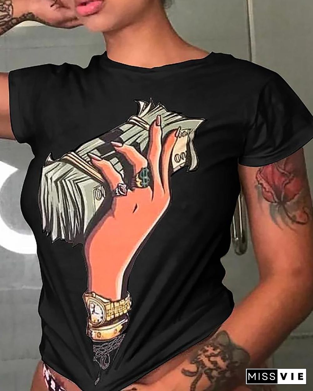 Graphic Print Short Sleeve Casual T-shirt