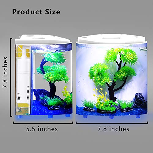 YCTECH 1.2 Gallon Betta Aquarium Starter Kits Fish Tank with LED Light and Filter Pump Black (320black)