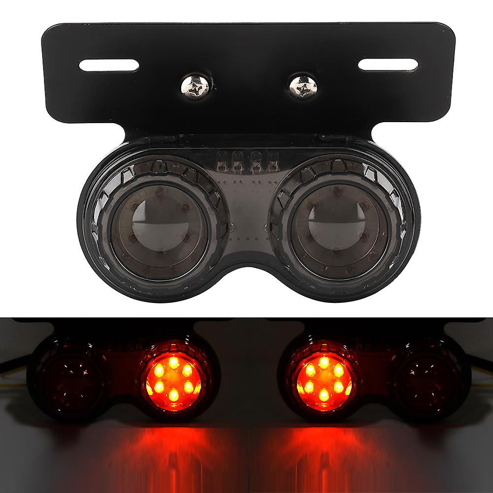 12v Round Motorcycle Led Brake Tail Light Rear Lamp Universal Modified Accessorysmoky Lens