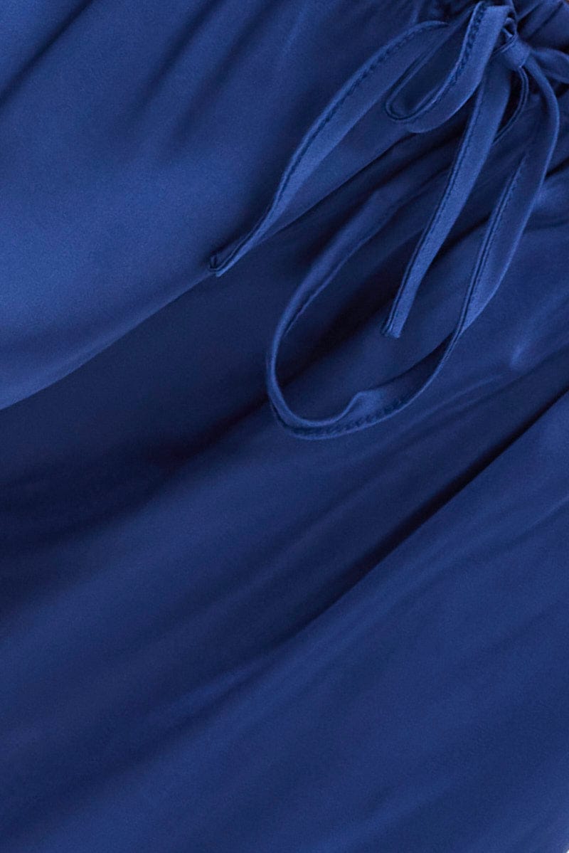 Blue Wide Leg Pants High Rise