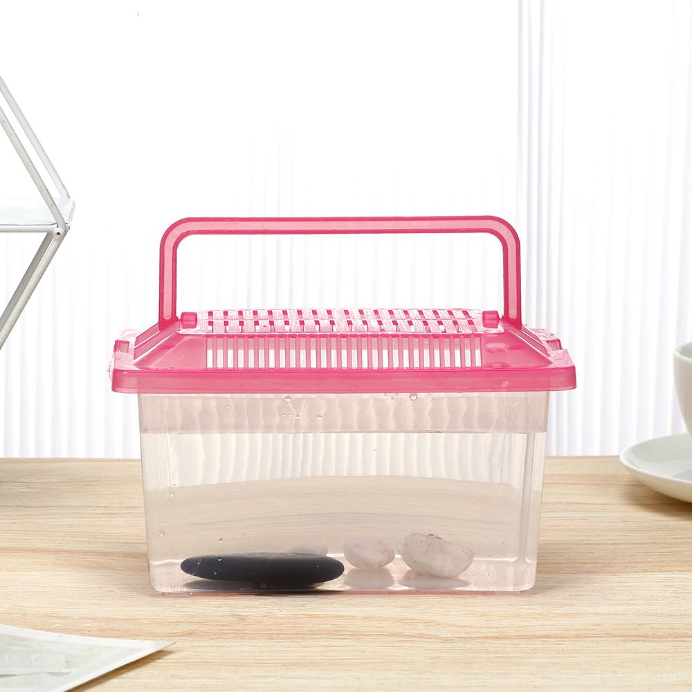 Plastic Cage Bowls Transparen Feeding Goldfish Tank Pet Products Hamster Box Turtle Tank M(15X9X11CM)