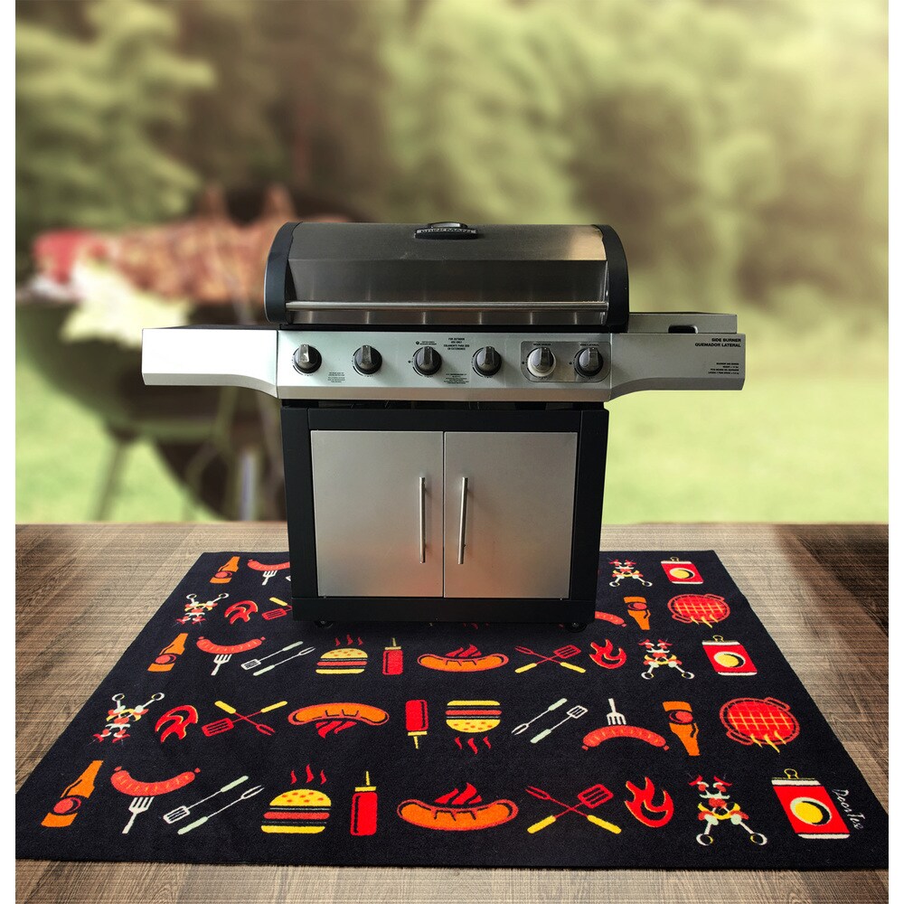 Doortex  BBQ Mat  Under Grill Mat  Fire Retardant and Flame Resistant Mat with Flame Design  Size 39\