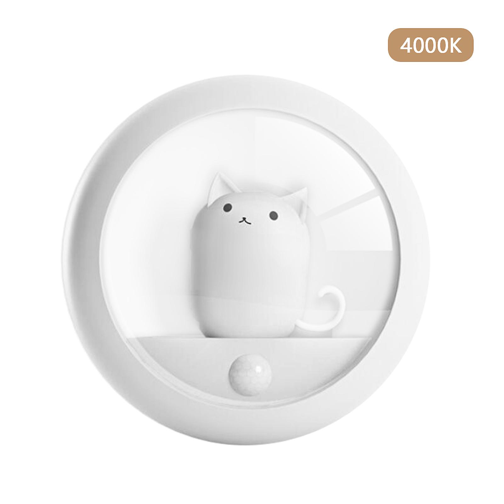 Night Light For Kids Cute Cat Night Light For Baby Room 4000k Warm Nightlight With 2 Levels Brightness On/ Auto Working Mode Motion Sensor Nursery Lam