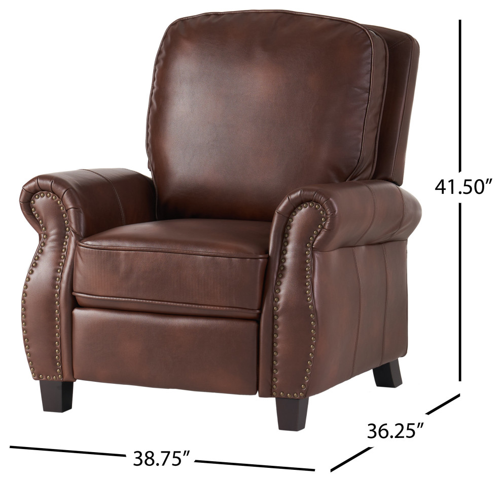 GDF Studio Jasmine 2 Tone Brown Faux Leather Puch Back Recliner   Transitional   Recliner Chairs   by GDFStudio  Houzz