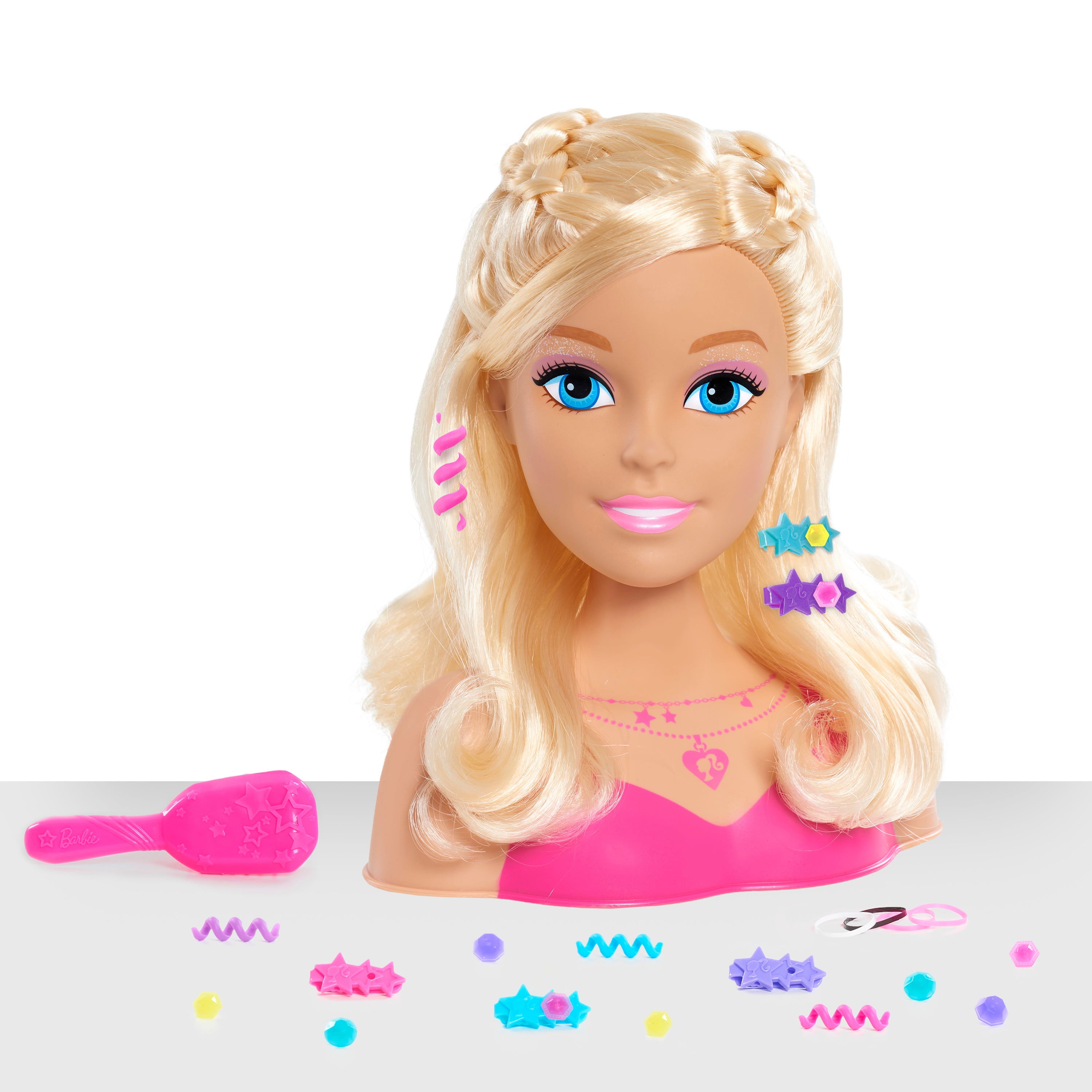 Barbie Fashionistas 8-Inch Styling Head, Blonde, 20 Pieces Include Styling Accessories, Hair Styling for Kids,  Kids Toys for Ages 3 Up, Gifts and Presents