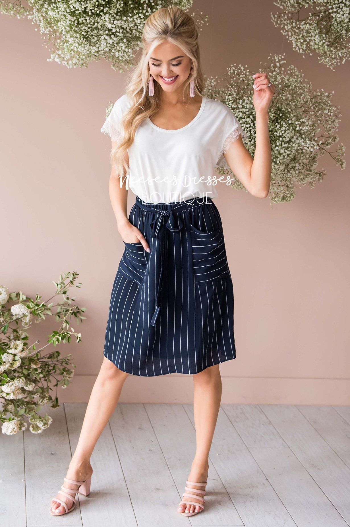 Pretty In Love Pinstripe Skirt