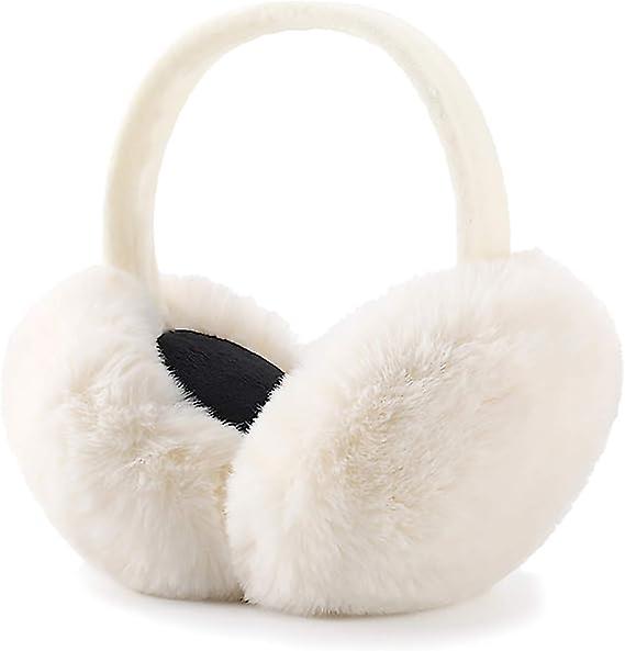 Winter Ear Muffs Faux Fur Warm Earmuffs Cute Foldable Outdoor Ear Warmers For Women Girlswhite