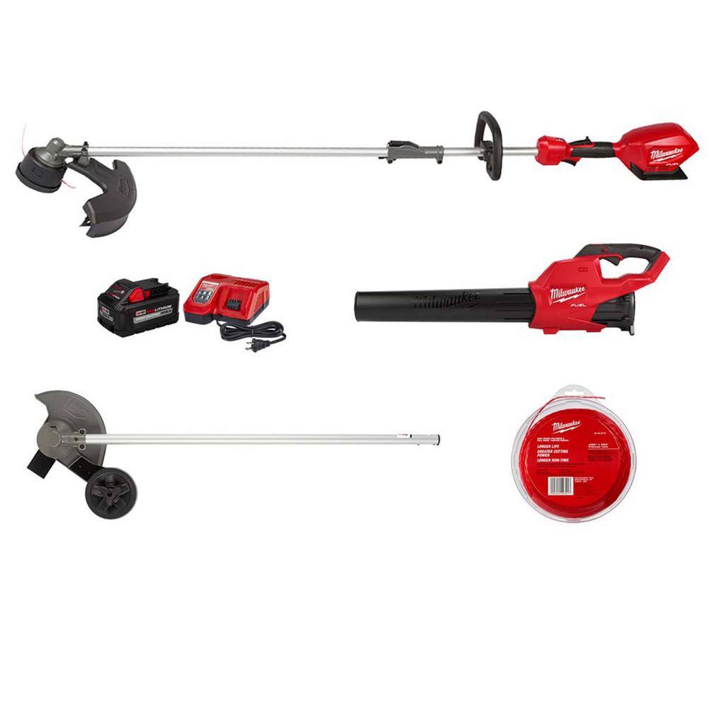 MW M18 FUEL 18-Volt Brushless Cordless Electric String TrimmerBlower Combo Kit w0.095 in. x 250 ft. Line  Edger (3-Tool) 3000-21-49-16-2718-49-16-2713