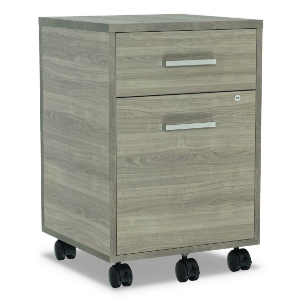 Linea Italia Urban Mobile File Pedestal， Left or Right， 2-Drawers: Box/File， Legal/A4， Natural Walnut， 16