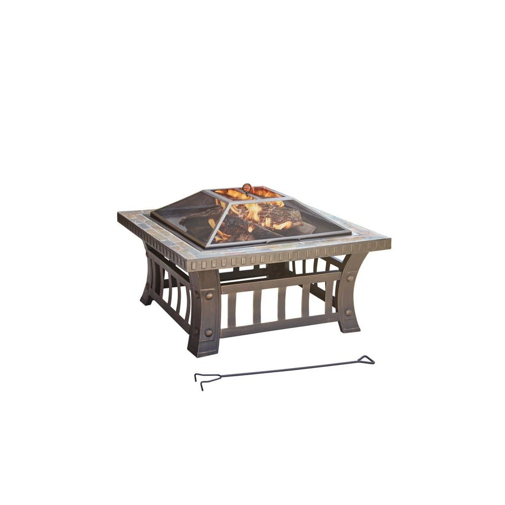 Living Accents Wood Fire Pit 30 Steel American Flag Square ;