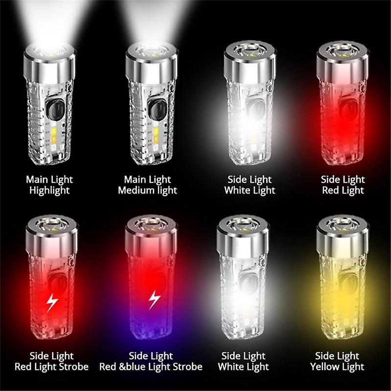 Mini Keychain Flashlight Fast Charging Multi-function Waterproof Fluorescent Magnetic Warning