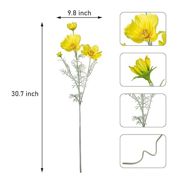 Yellow Silk Decorative Artificial Cosmos Faux Flowers