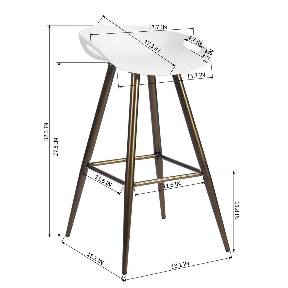 Homylin 32IN PP Seat Bar Stools with Powder Coating Steel Legs 2PCS