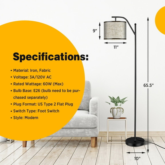 Costway 65947308 Standing Floor Lamp with Adjustab...