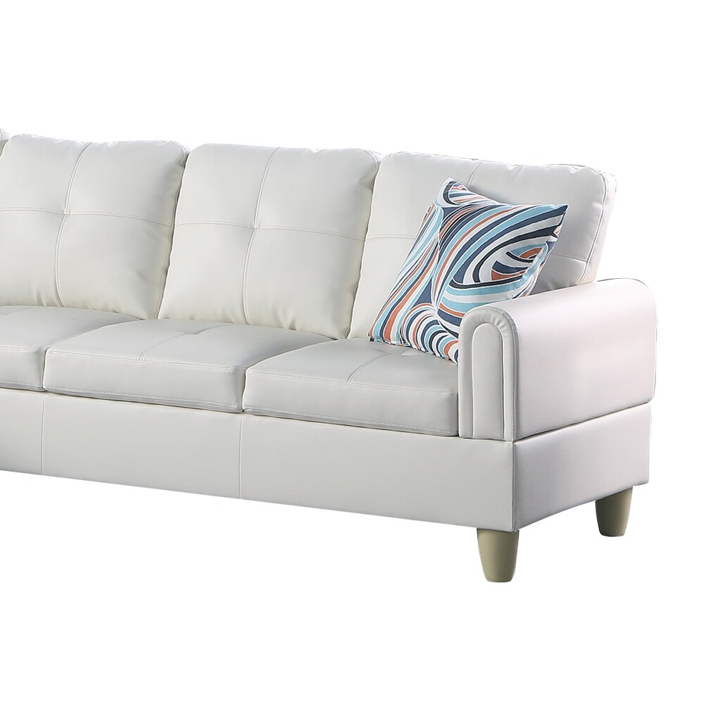 Star Home Living Leather white 2 pieces sofa set left facing