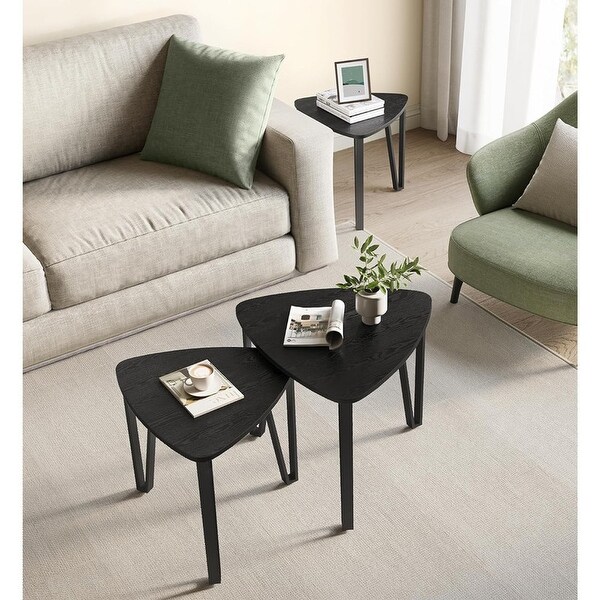 Stacking Side Coffee Tables，Charcoal Gray and Black End Tables