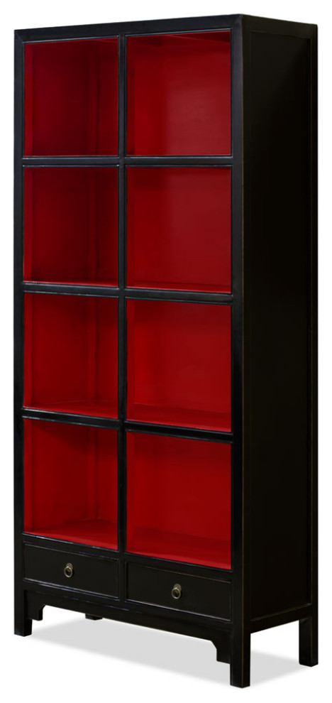 Distressed Black and Red Elmwood Zen Asian Bookcase   Asian   Bookcases   by China Furniture and Arts  Houzz