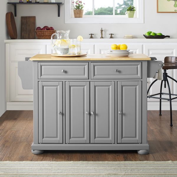 Alexandria Wood Top Kitchen Island/Cart