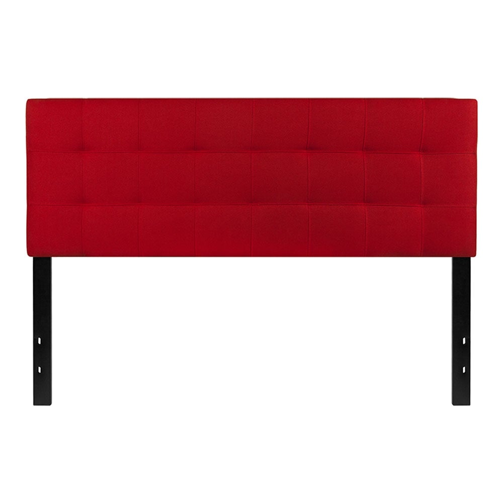 Offex Contemporary Tufted Upholstered Queen Size Panel Headboard in Red Fabric - - 27413802