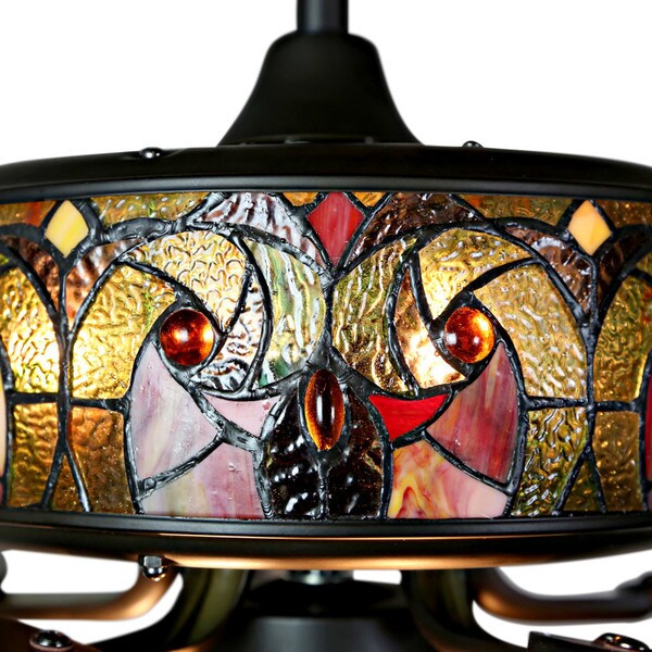  Style Stained Glass Halston Ceiling Fan - Spice - 52