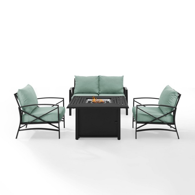 Kaplan 4pc Outdoor Conversation Set With Dante Fire Table Mist Crosley