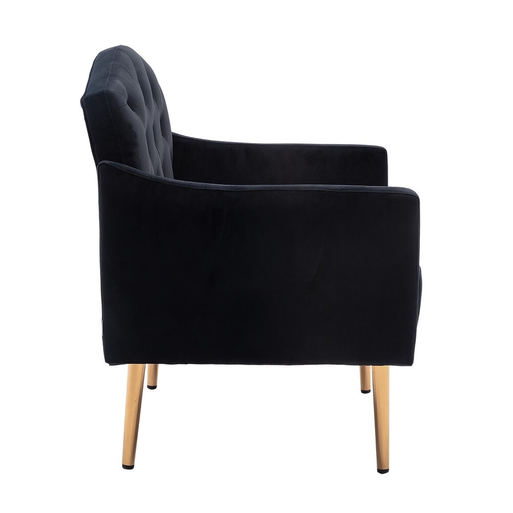 Tufted Velvet Accent Chair with Rose Golden Legs