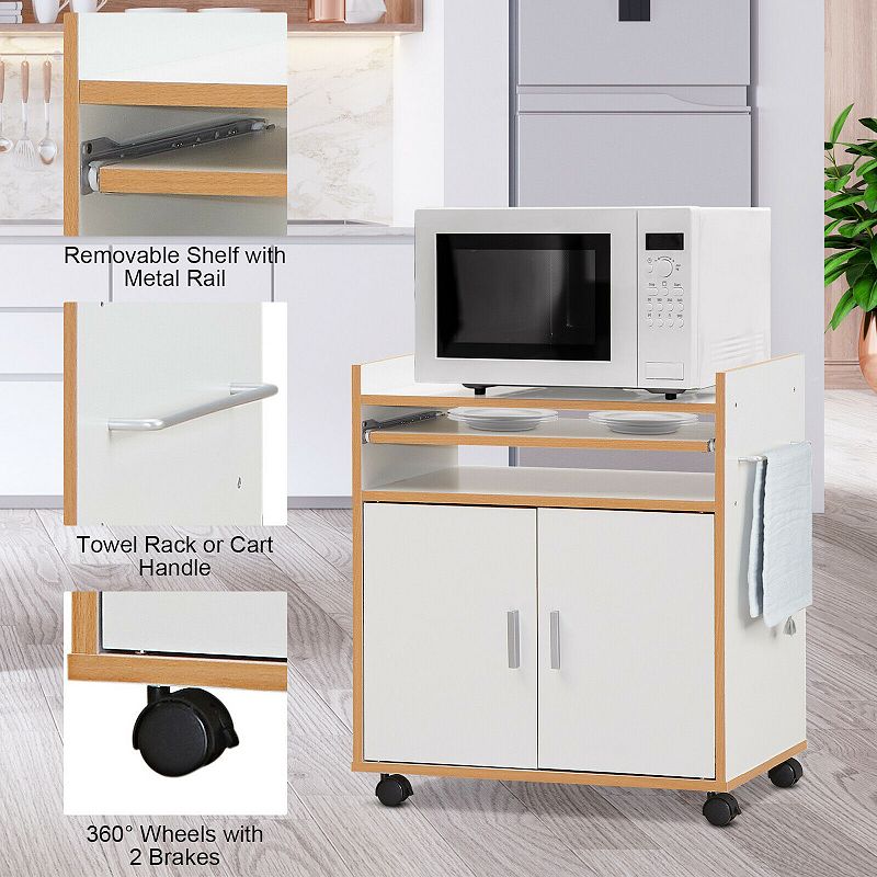 Kitchen Island on Wheels with Removable Shelf and Towel Rack