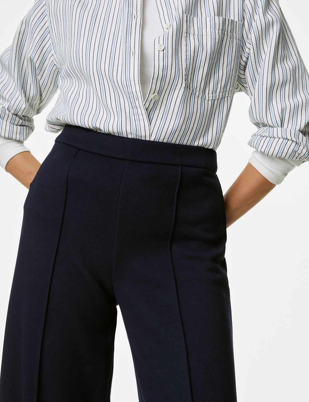 Jersey Elasticated Waist Wide Leg Trousers