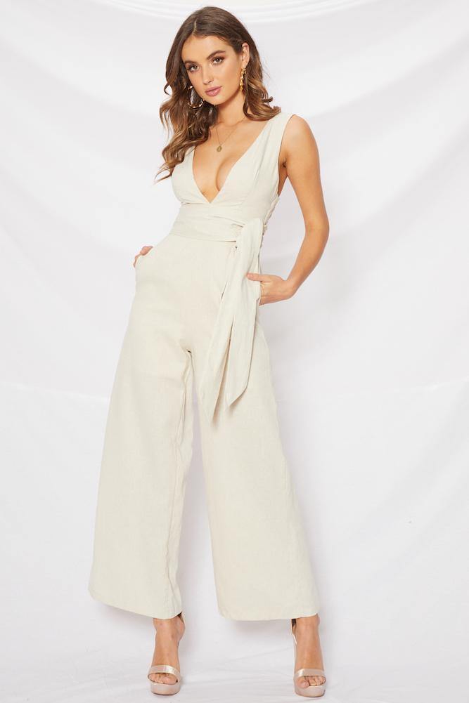 Have To Tell Jumpsuit Beige