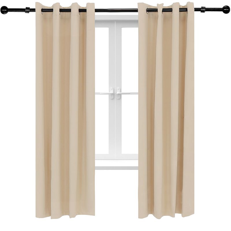 Sunnydaze Room Darkening Curtain Panel - Beige - 52 in x 84 in - Set of 2