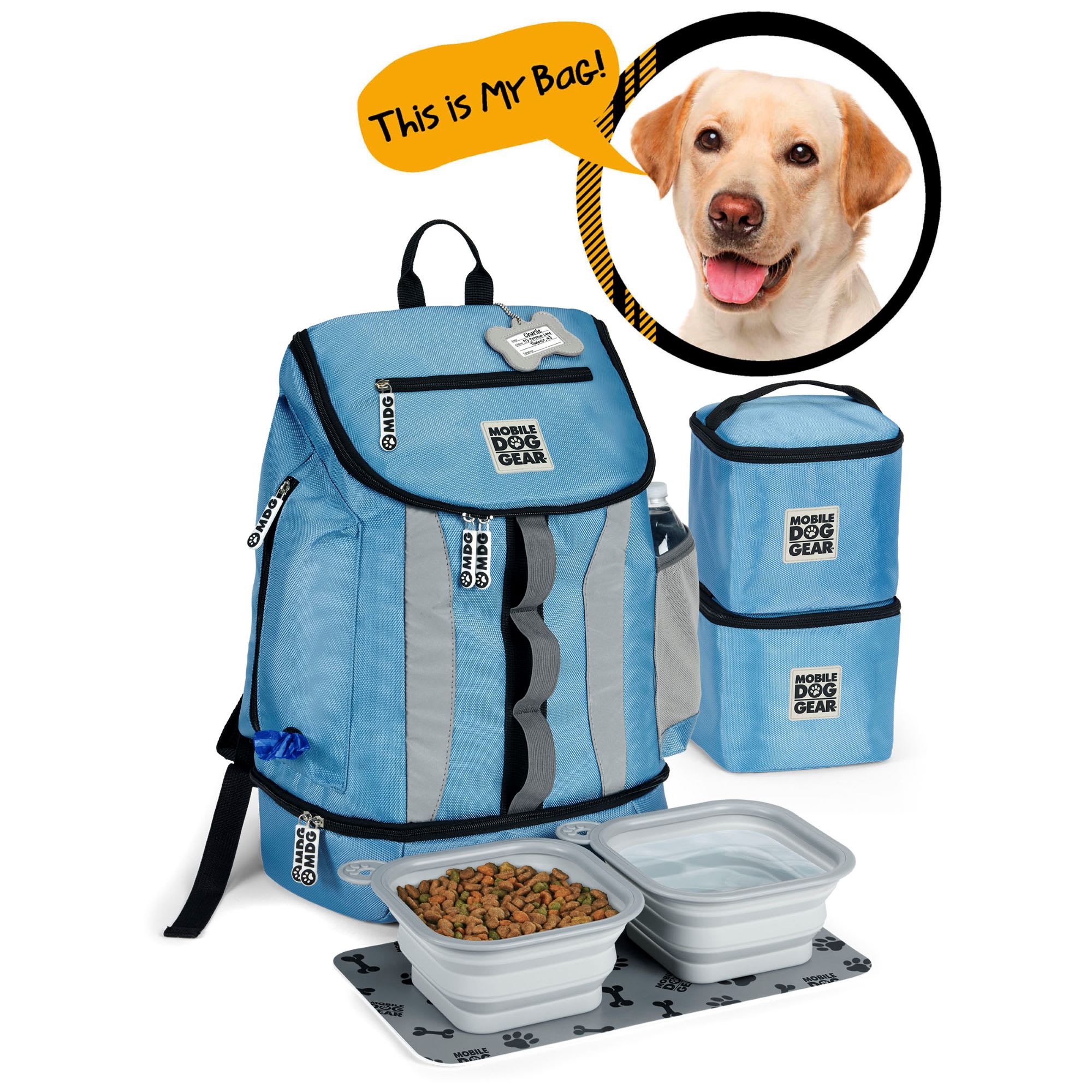 Mobile Dog Gear Blue Drop Bottom Backpack