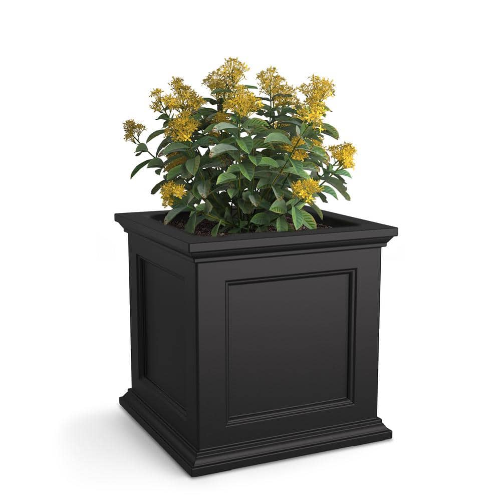 Mayne Fairfield 20 in. Square Self-Watering Black Polyethylene Planter 5825B