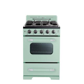 Unique Appliances Classic Retro 24 in. 2.9 cu. ft. Retro Gas Range with Convection Oven in Summer Mint Green UGP-24CR LG