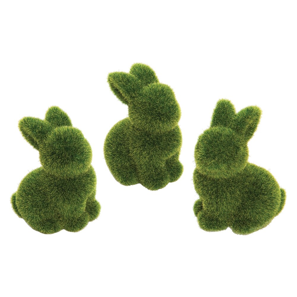 Moss Flocked Easter Bunny Set of 3