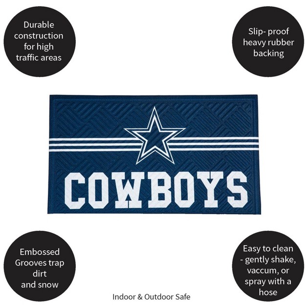 Evergreen Nfl Dallas Cowboys Embossed Mat Cross Hatch Indoor And Outdoor Doormat